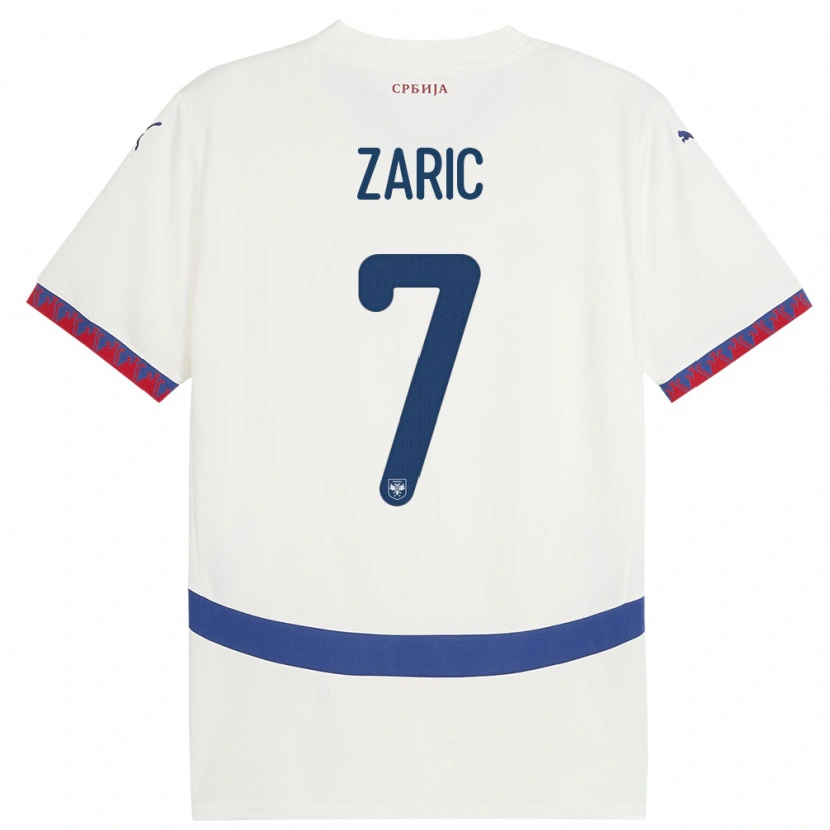 Danxen Herren Serbien Luka Zaric #7 Weiß Auswärtstrikot Trikot 24-26 T-Shirt