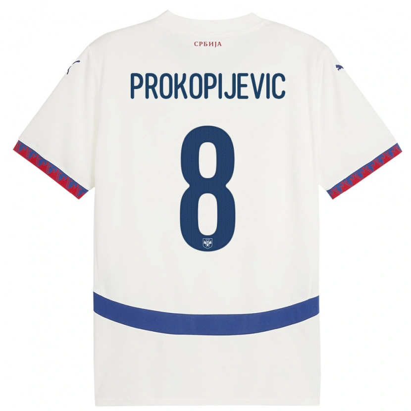 Danxen Herren Serbien Mateja Prokopijevic #8 Weiß Auswärtstrikot Trikot 24-26 T-Shirt