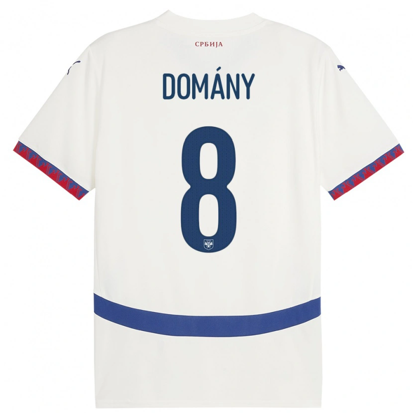 Danxen Herren Serbien Bence Domány #8 Weiß Auswärtstrikot Trikot 24-26 T-Shirt