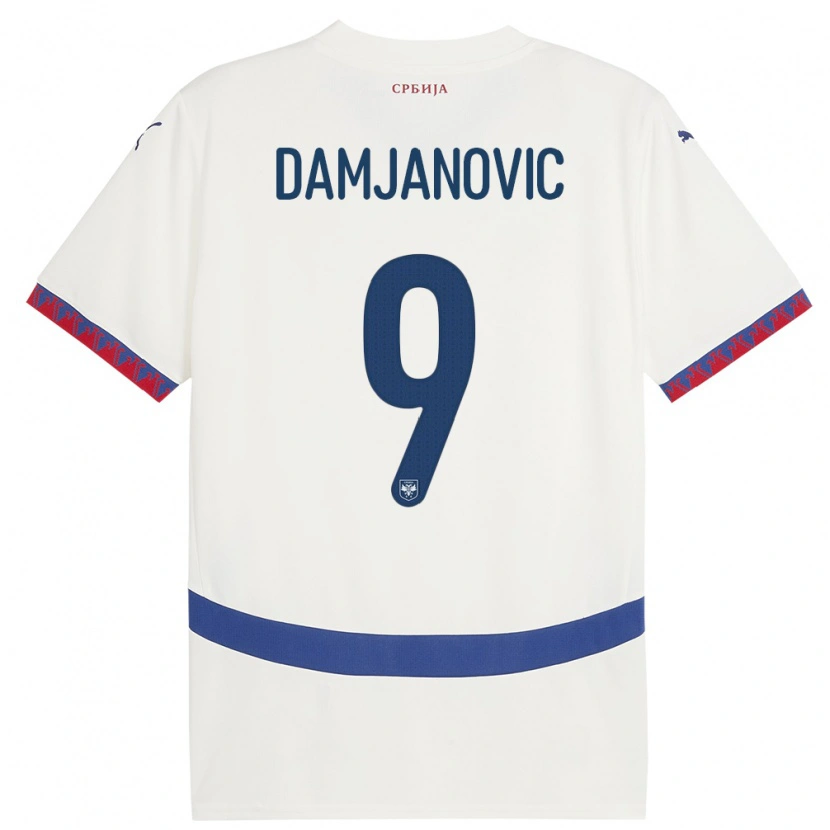 Danxen Herren Serbien Aleksa Damjanovic #9 Weiß Auswärtstrikot Trikot 24-26 T-Shirt
