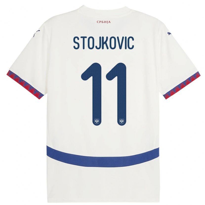 Danxen Herren Serbien Strahinja Stojkovic #11 Weiß Auswärtstrikot Trikot 24-26 T-Shirt