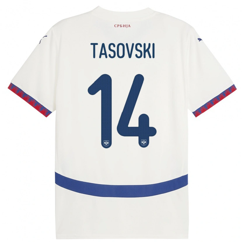 Danxen Herren Serbien Vasil Tasovski #14 Weiß Auswärtstrikot Trikot 24-26 T-Shirt
