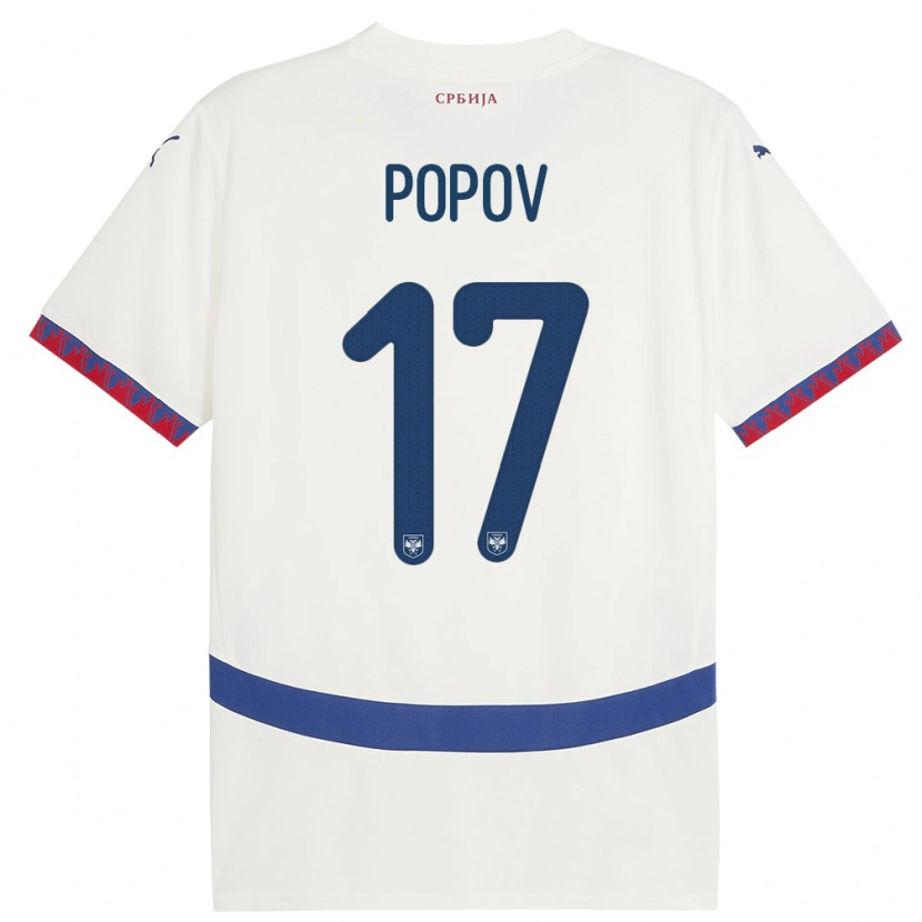 Danxen Herren Serbien Andrej Popov #17 Weiß Auswärtstrikot Trikot 24-26 T-Shirt