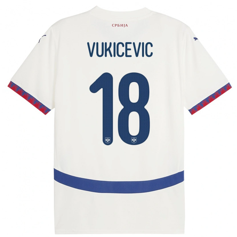Danxen Herren Serbien Aleksej Vukicevic #18 Weiß Auswärtstrikot Trikot 24-26 T-Shirt