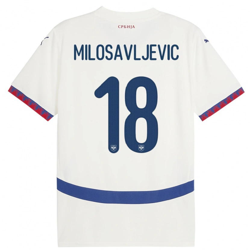 Danxen Herren Serbien Jovan Milosavljevic #18 Weiß Auswärtstrikot Trikot 24-26 T-Shirt