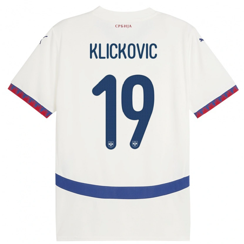 Danxen Herren Serbien Maksim Klickovic #19 Weiß Auswärtstrikot Trikot 24-26 T-Shirt