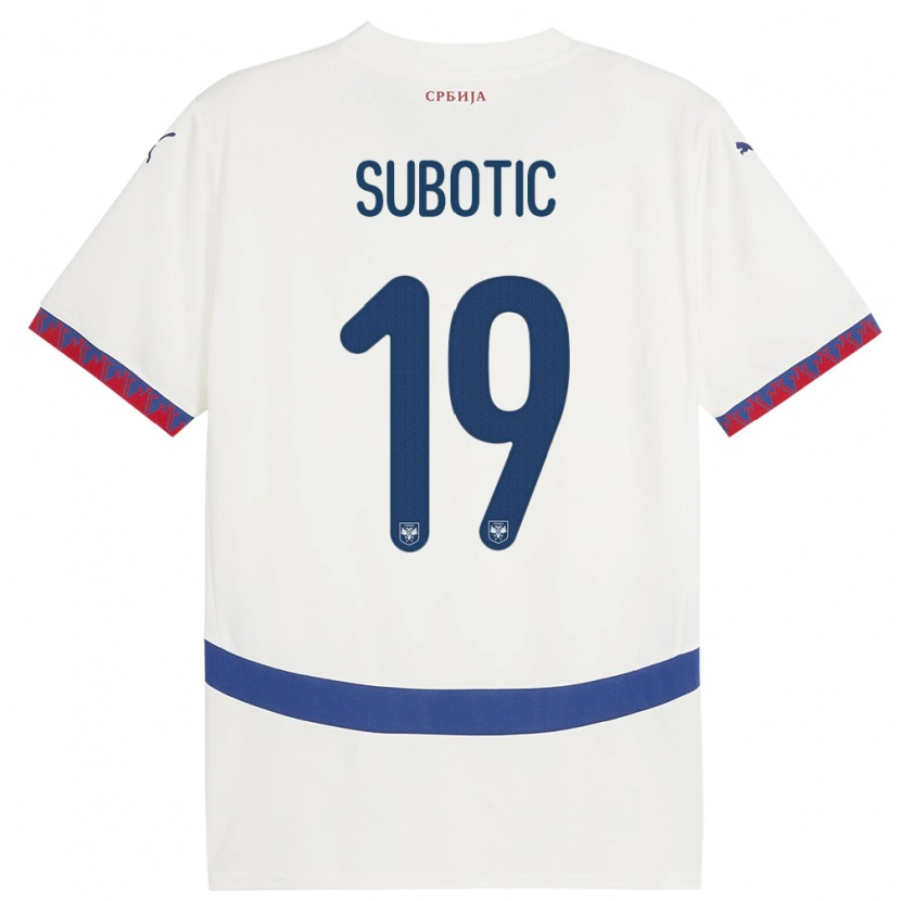 Danxen Herren Serbien Vasilije Subotic #19 Weiß Auswärtstrikot Trikot 24-26 T-Shirt