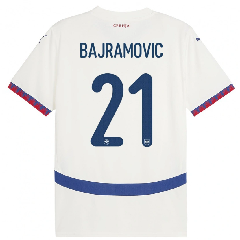 Danxen Herren Serbien Eldin Bajramovic #21 Weiß Auswärtstrikot Trikot 24-26 T-Shirt