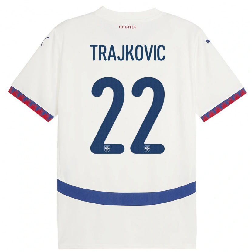 Danxen Herren Serbien Aleksa Trajkovic #22 Weiß Auswärtstrikot Trikot 24-26 T-Shirt