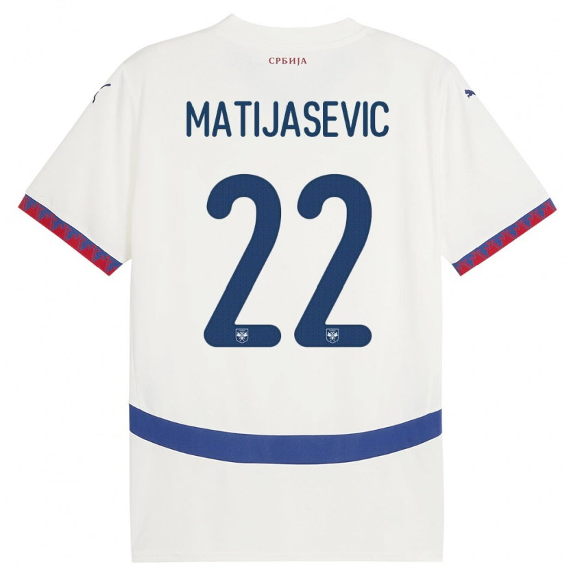 Danxen Herren Serbien Filip Matijasevic #22 Weiß Auswärtstrikot Trikot 24-26 T-Shirt