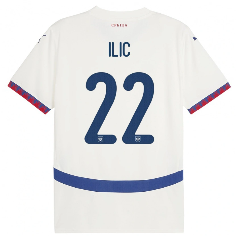 Danxen Herren Serbien Pavle Ilic #22 Weiß Auswärtstrikot Trikot 24-26 T-Shirt