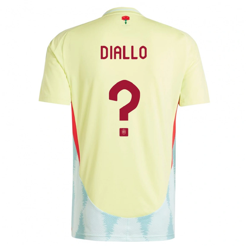 Danxen Herren Spanien Ousmane Diallo #0 Gelb Auswärtstrikot Trikot 24-26 T-Shirt