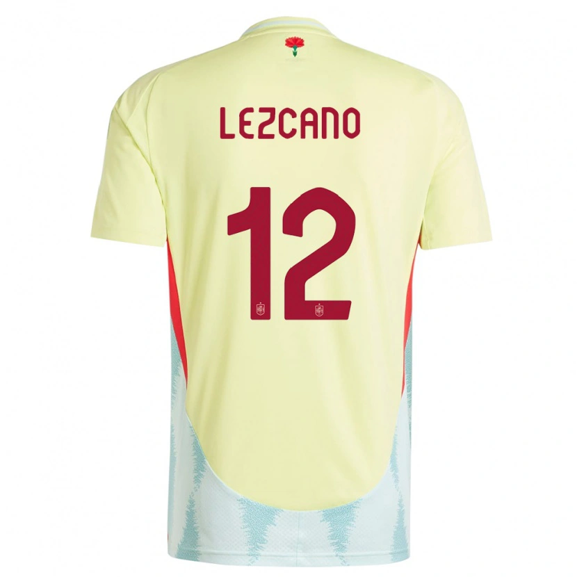 Danxen Herren Spanien Álvaro Lezcano #12 Gelb Auswärtstrikot Trikot 24-26 T-Shirt