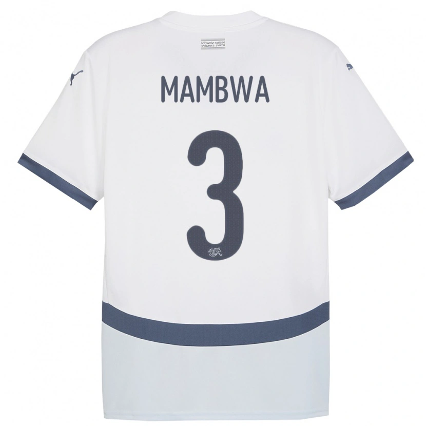 Danxen Herren Schweiz Olivier Mambwa #3 Weiß Auswärtstrikot Trikot 24-26 T-Shirt