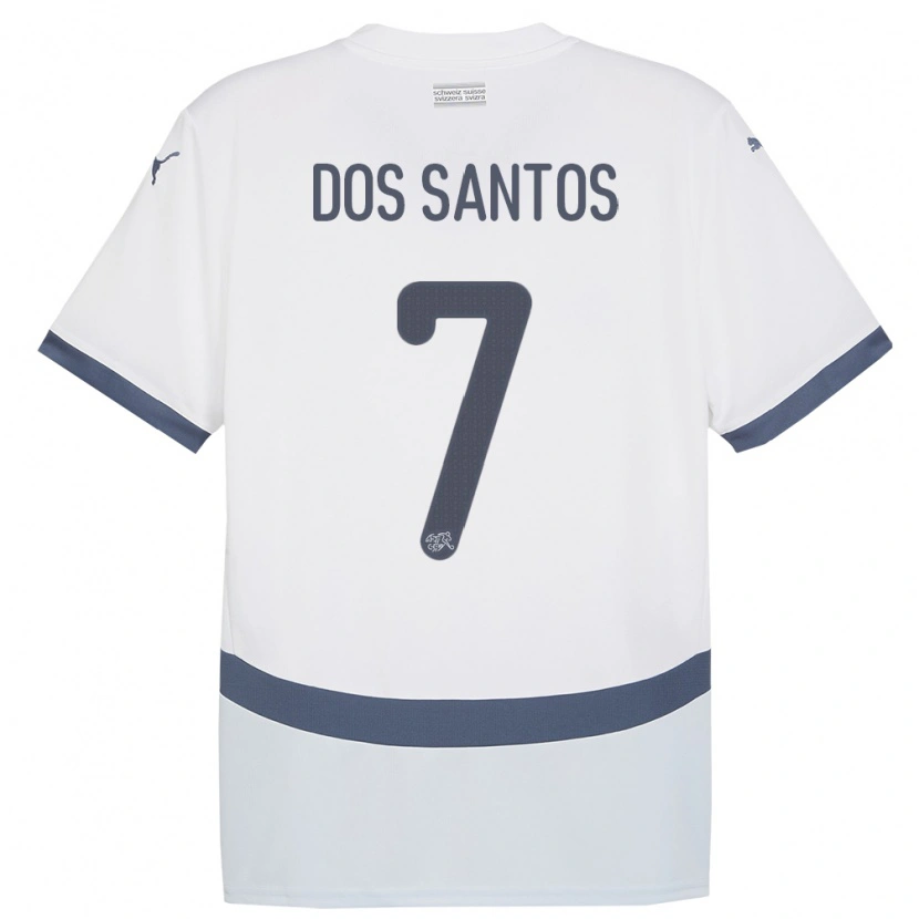 Danxen Herren Schweiz Daniel Dos Santos #7 Weiß Auswärtstrikot Trikot 24-26 T-Shirt