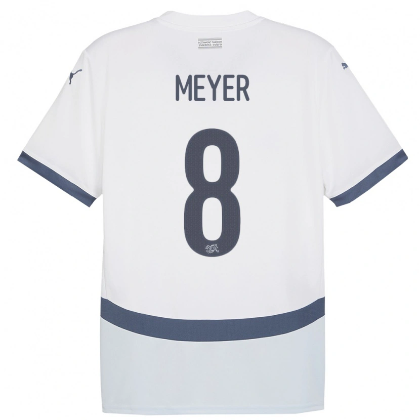 Danxen Herren Schweiz Tim Meyer #8 Weiß Auswärtstrikot Trikot 24-26 T-Shirt