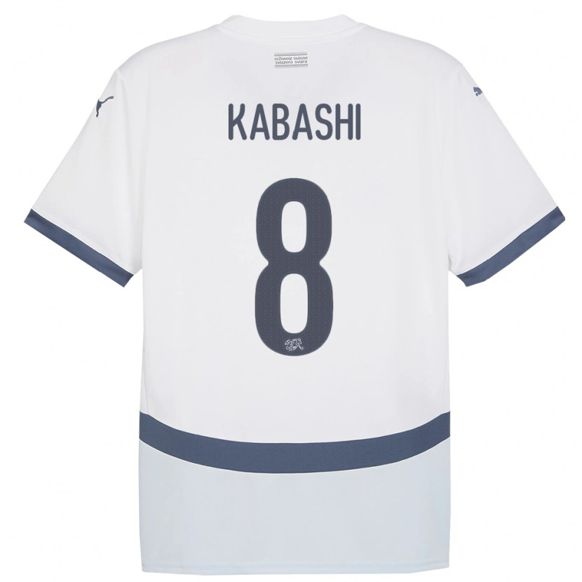Danxen Herren Schweiz Leart Kabashi #8 Weiß Auswärtstrikot Trikot 24-26 T-Shirt