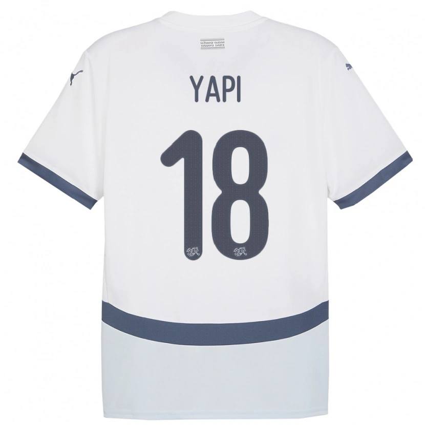 Danxen Herren Schweiz Josue Yapi #18 Weiß Auswärtstrikot Trikot 24-26 T-Shirt