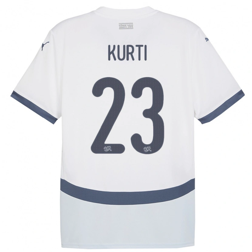 Danxen Herren Schweiz Elias Kurti #23 Weiß Auswärtstrikot Trikot 24-26 T-Shirt