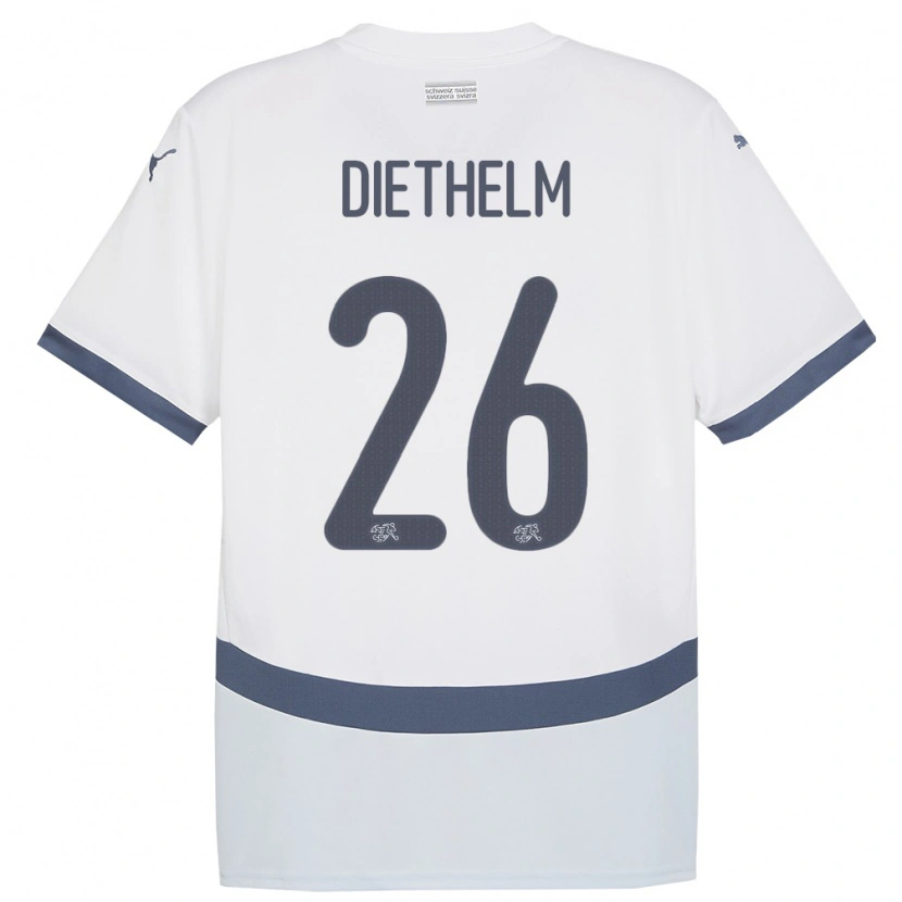 Danxen Herren Schweiz Thierry Diethelm #26 Weiß Auswärtstrikot Trikot 24-26 T-Shirt