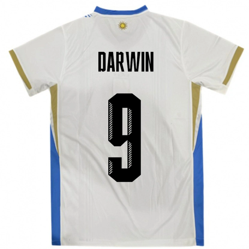 Danxen Herren Uruguay Darwin Núñez #9 Weiß Blau Auswärtstrikot Trikot 24-26 T-Shirt