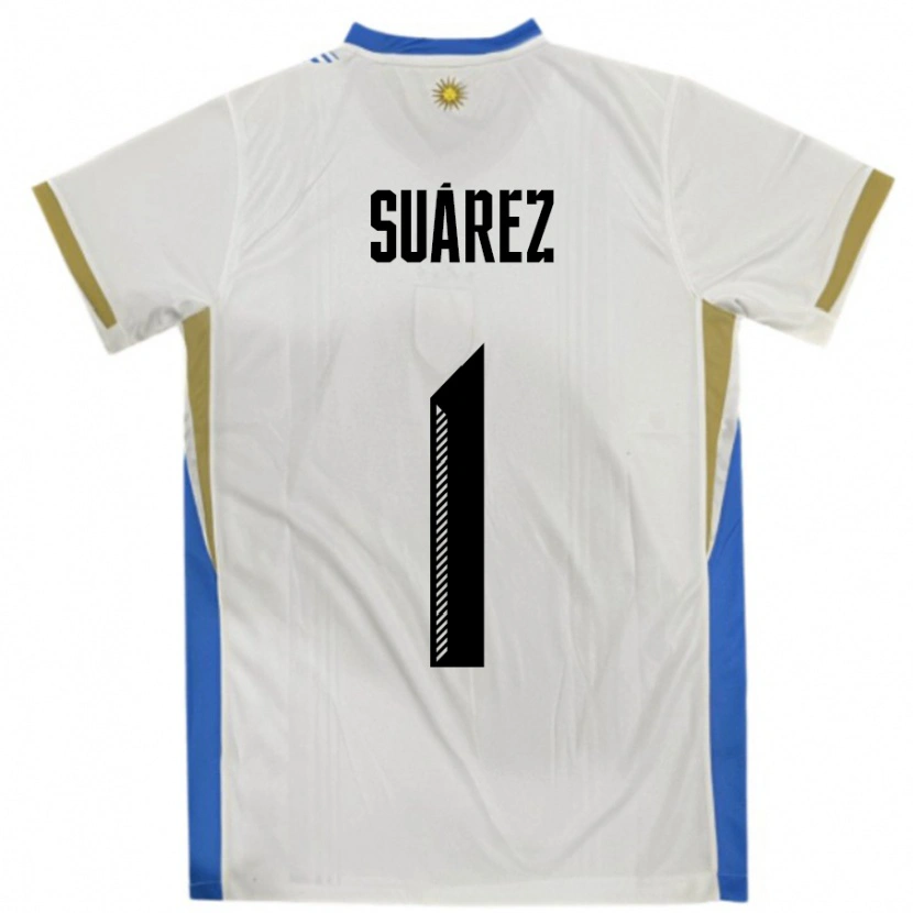 Danxen Herren Uruguay Ignacio Suárez #1 Weiß Blau Auswärtstrikot Trikot 24-26 T-Shirt
