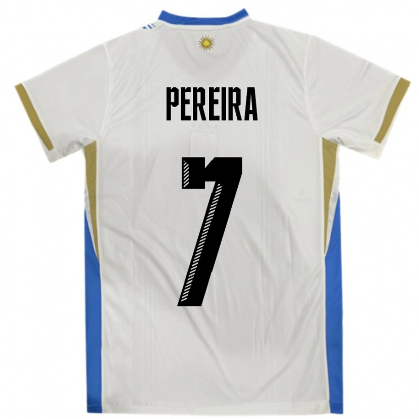 Danxen Herren Uruguay Bruno Pereira #7 Weiß Blau Auswärtstrikot Trikot 24-26 T-Shirt