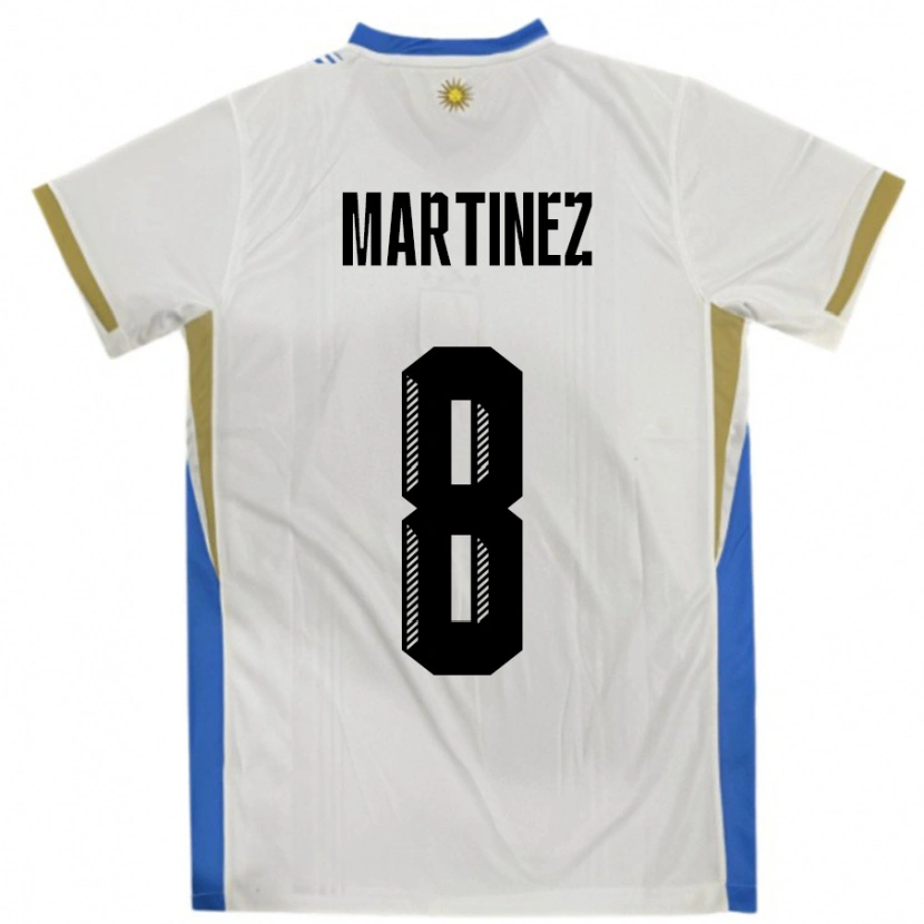 Danxen Herren Uruguay Mauro Martinez #8 Weiß Blau Auswärtstrikot Trikot 24-26 T-Shirt