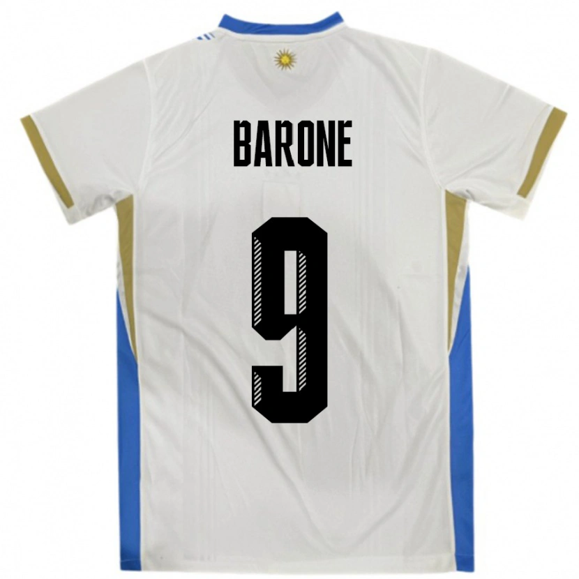 Danxen Herren Uruguay Faustino Barone #9 Weiß Blau Auswärtstrikot Trikot 24-26 T-Shirt