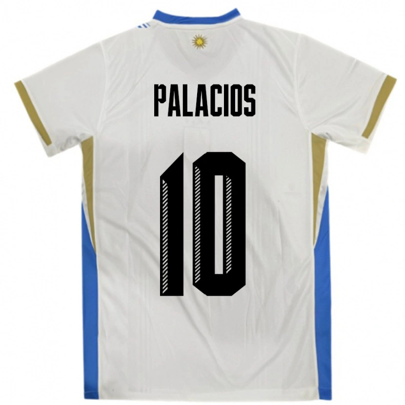 Danxen Herren Uruguay Tiago Palacios #10 Weiß Blau Auswärtstrikot Trikot 24-26 T-Shirt