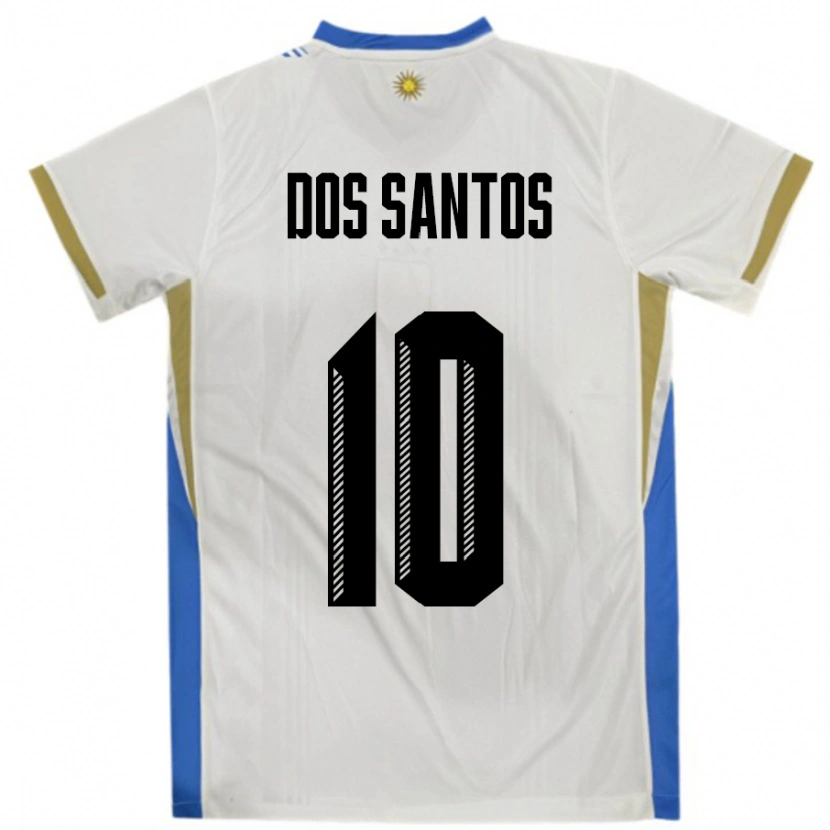 Danxen Herren Uruguay Alexander Dos Santos #10 Weiß Blau Auswärtstrikot Trikot 24-26 T-Shirt