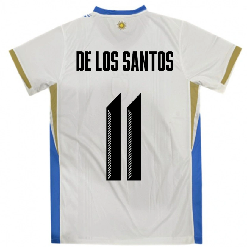 Danxen Herren Uruguay Juan Cruz De Los Santos #11 Weiß Blau Auswärtstrikot Trikot 24-26 T-Shirt