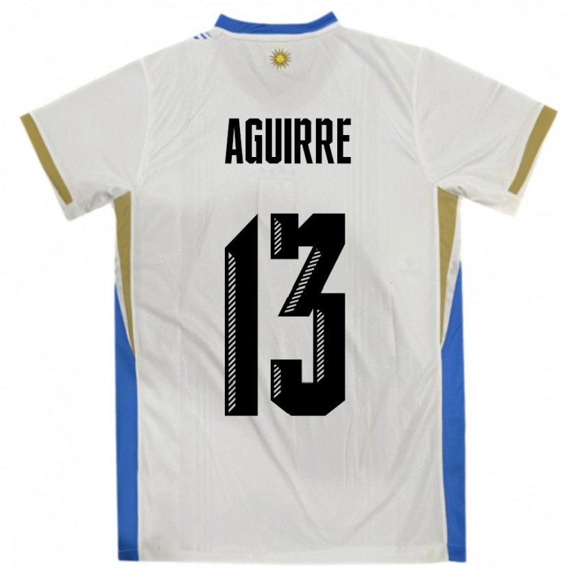 Danxen Herren Uruguay Joaquin Aguirre #13 Weiß Blau Auswärtstrikot Trikot 24-26 T-Shirt