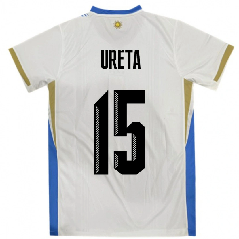 Danxen Herren Uruguay Mateo Ureta #15 Weiß Blau Auswärtstrikot Trikot 24-26 T-Shirt