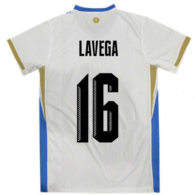 Danxen Herren Uruguay Joaquín Lavega #16 Weiß Blau Auswärtstrikot Trikot 24-26 T-Shirt