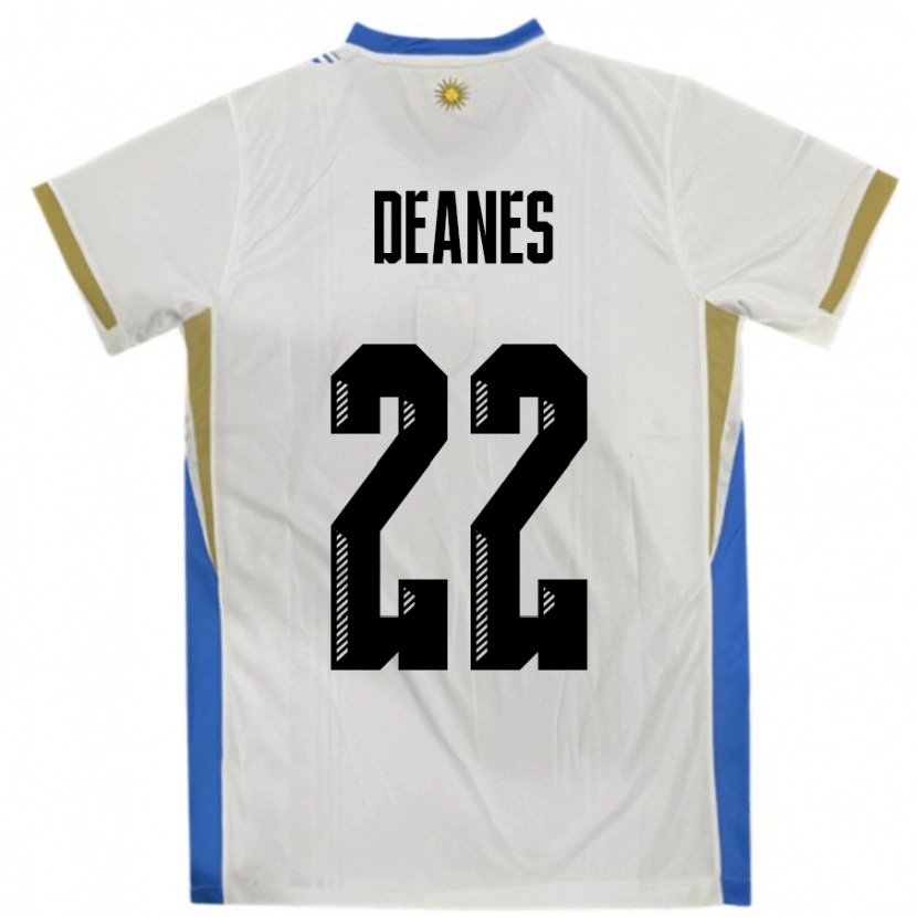 Danxen Herren Uruguay Tiago Deanes #22 Weiß Blau Auswärtstrikot Trikot 24-26 T-Shirt