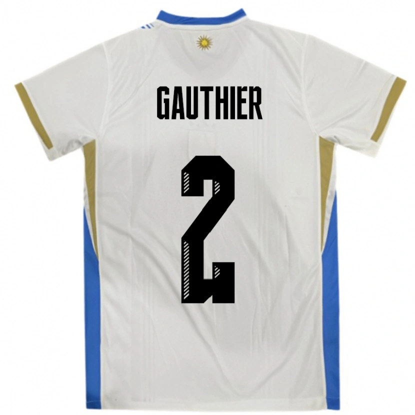 Danxen Herren Uruguay Valentin Gauthier #2 Weiß Blau Auswärtstrikot Trikot 24-26 T-Shirt