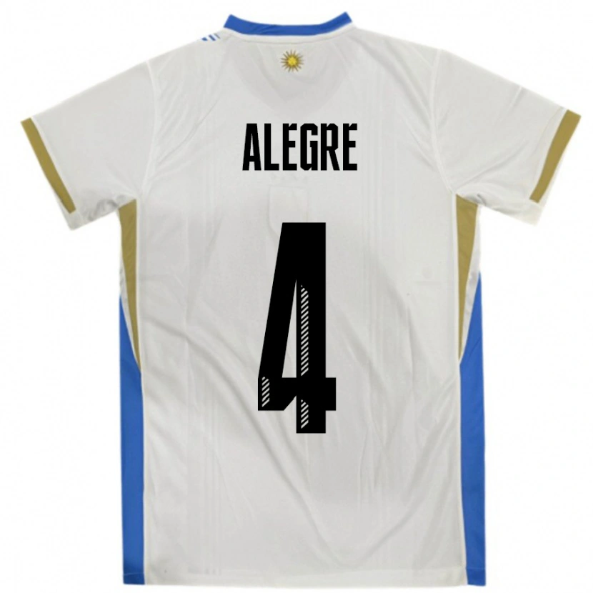Danxen Herren Uruguay Ignacio Alegre #4 Weiß Blau Auswärtstrikot Trikot 24-26 T-Shirt