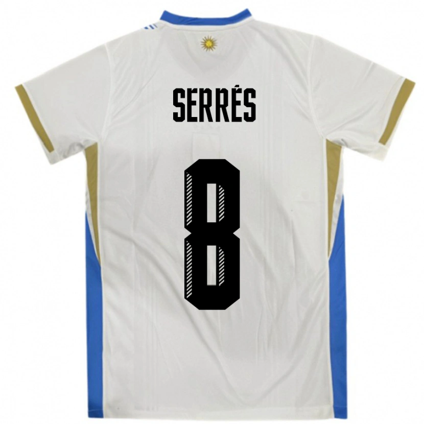 Danxen Herren Uruguay Felipe Serres #8 Weiß Blau Auswärtstrikot Trikot 24-26 T-Shirt