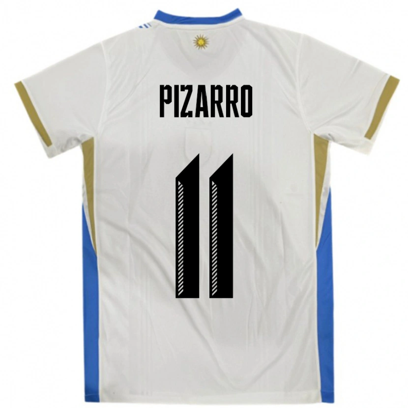 Danxen Herren Uruguay Esperanza Pizarro #11 Weiß Blau Auswärtstrikot Trikot 24-26 T-Shirt