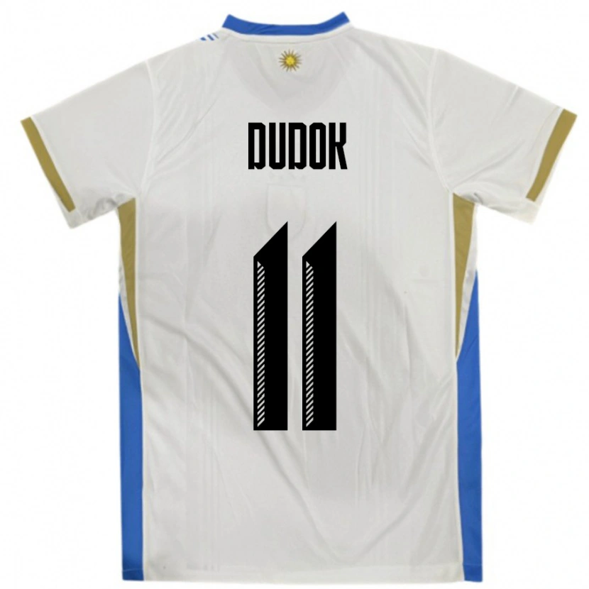 Danxen Herren Uruguay Rodrigo Dudok #11 Weiß Blau Auswärtstrikot Trikot 24-26 T-Shirt
