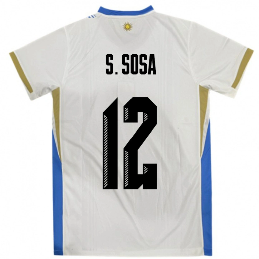 Danxen Herren Uruguay Sebastian Sosa #12 Weiß Blau Auswärtstrikot Trikot 24-26 T-Shirt