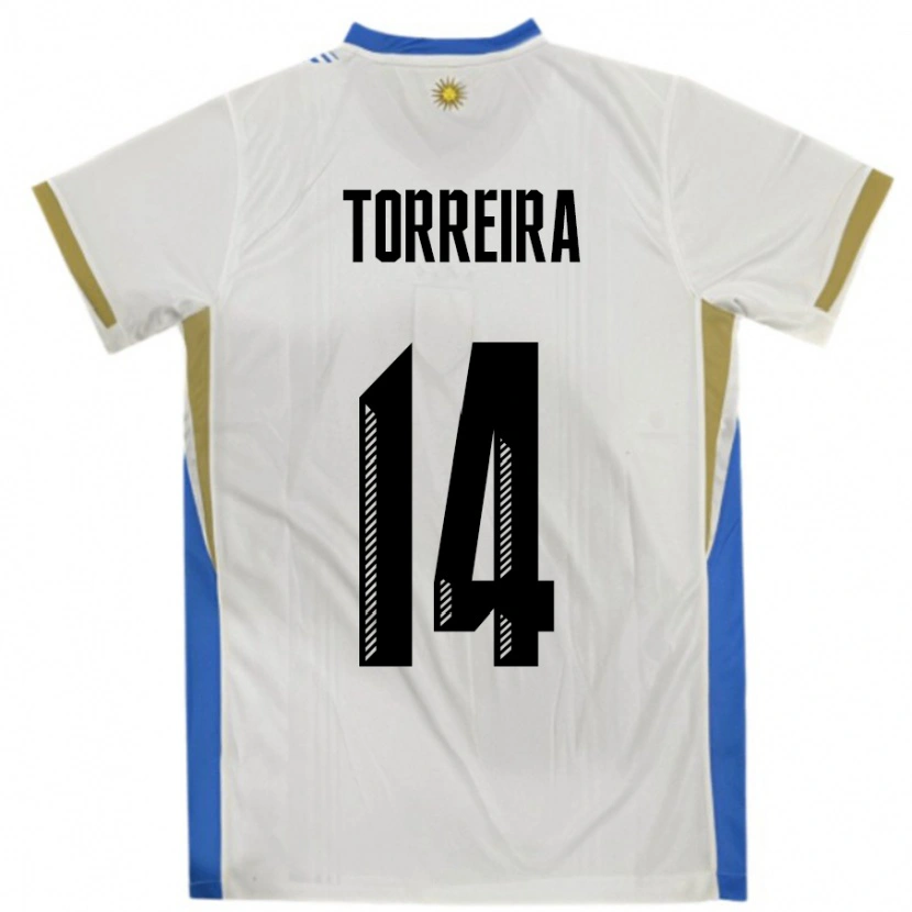 Danxen Herren Uruguay Lucas Torreira #14 Weiß Blau Auswärtstrikot Trikot 24-26 T-Shirt