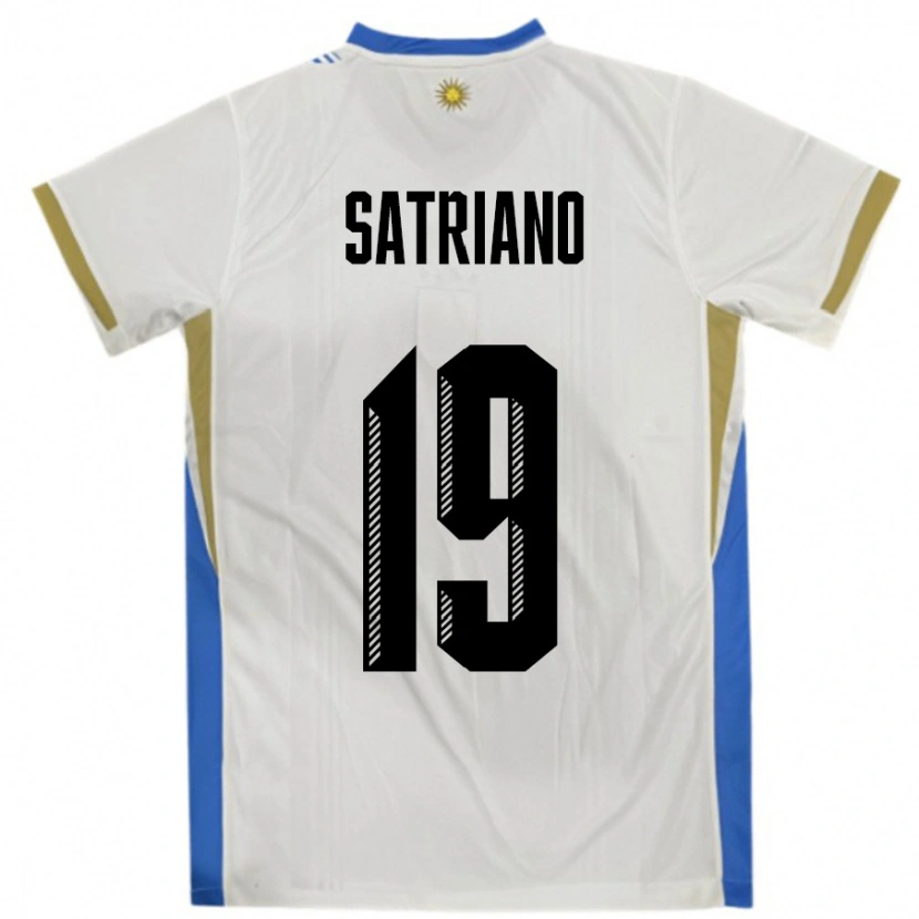 Danxen Herren Uruguay Martin Satriano #19 Weiß Blau Auswärtstrikot Trikot 24-26 T-Shirt