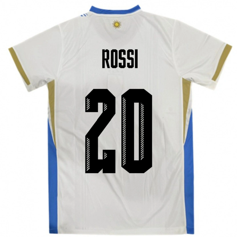 Danxen Herren Uruguay Diego Rossi #20 Weiß Blau Auswärtstrikot Trikot 24-26 T-Shirt