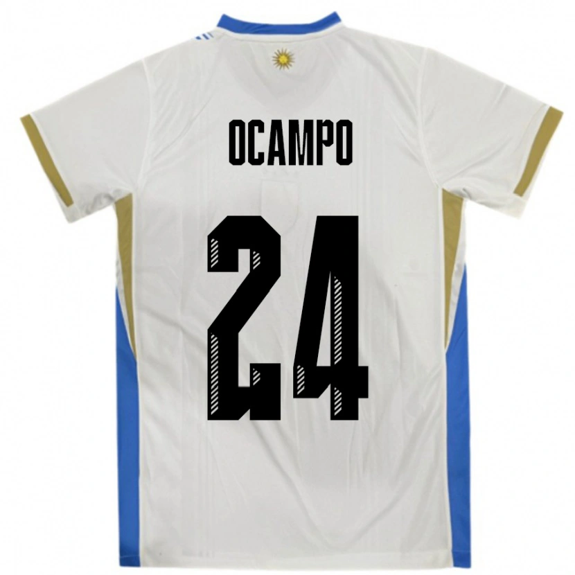 Danxen Herren Uruguay Brian Ocampo #24 Weiß Blau Auswärtstrikot Trikot 24-26 T-Shirt