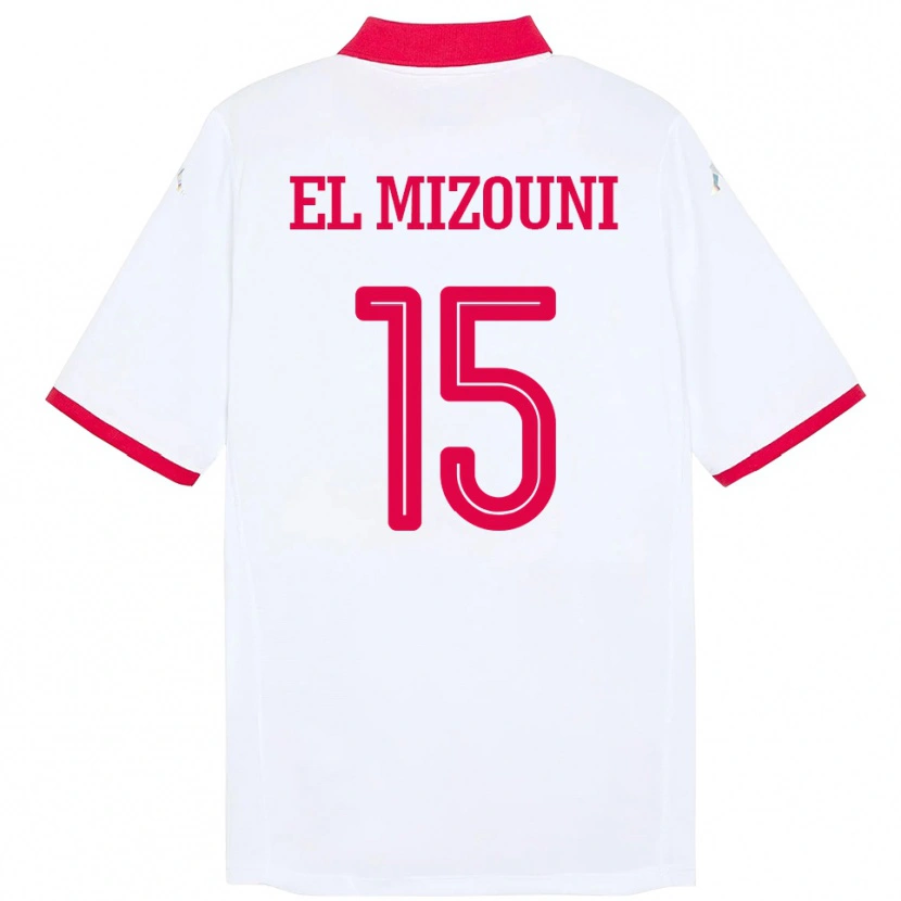 Danxen Herren Tunesien Idris El Mizouni #15 Weiß Auswärtstrikot Trikot 24-26 T-Shirt