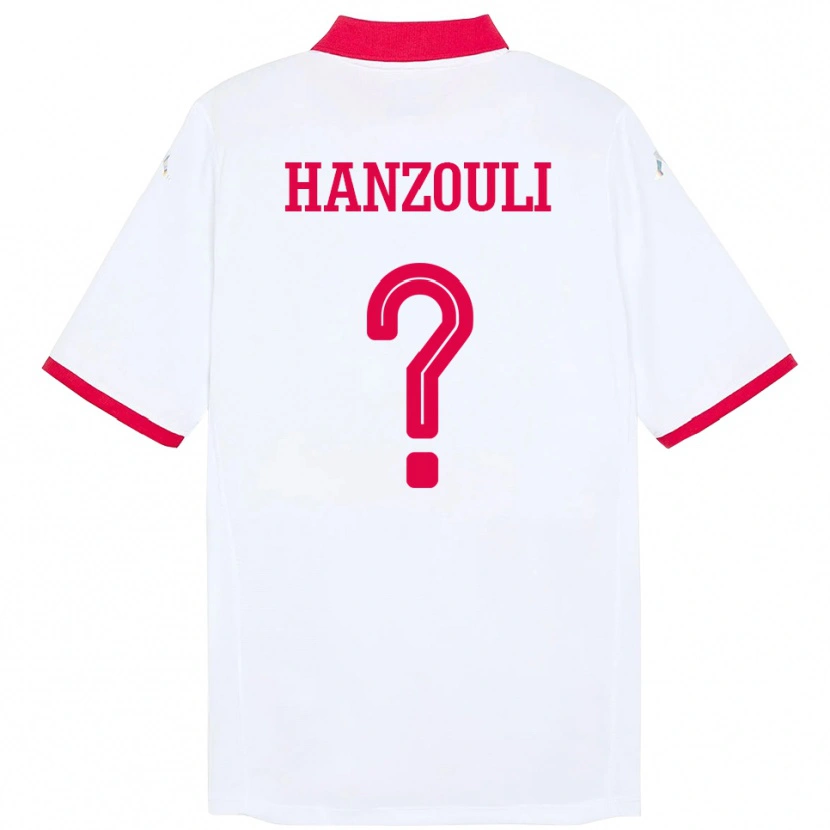 Danxen Herren Tunesien Oussema Hanzouli #0 Weiß Auswärtstrikot Trikot 24-26 T-Shirt