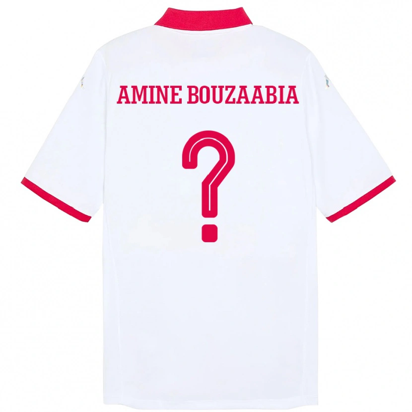 Danxen Herren Tunesien Mohamed Amine Bouzaabia #0 Weiß Auswärtstrikot Trikot 24-26 T-Shirt