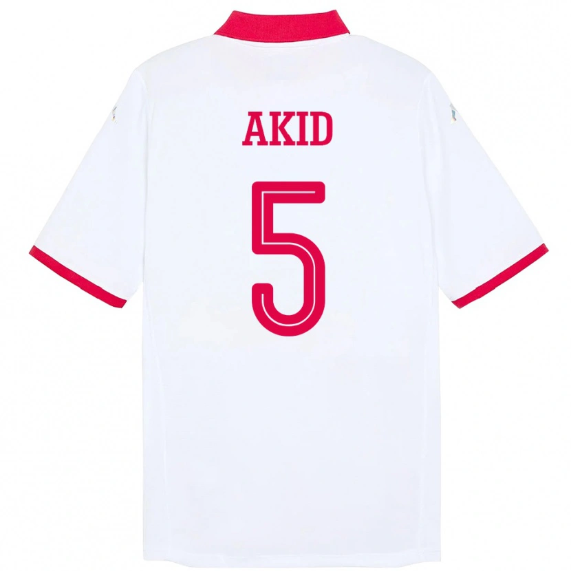 Danxen Herren Tunesien Abdessalem Akid #5 Weiß Auswärtstrikot Trikot 24-26 T-Shirt